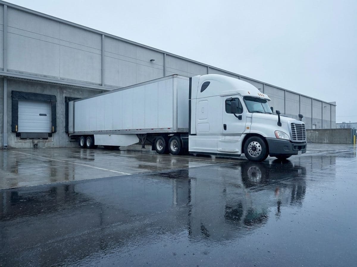 ASP freight trailer backed up to a distribution dock
